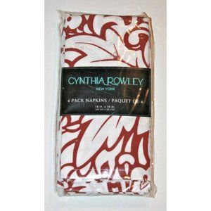 Cynthia Rowley Home 4-Pack TABLE Kitchen NAPKINS Cloth SYBIL Red FLORAL